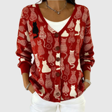 Niamh | Red Cat Print Cardigan