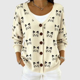 Laoise | Cream Cat Face Cardigan