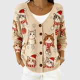 Deirdre | Christmas Cat Knit Cardigan