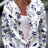 Vintage Bloom Art Print Buttoned Cardigan