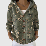 Doireann | Olive Floral Hooded Cardigan