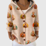 Ailbhe | Pumpkin Print Hooded Cardigan