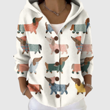 Sinéad | Dachshund Print Hooded Cardigan