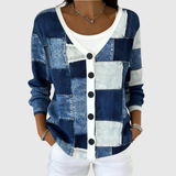 Aoife | Blue Patchwork Knit Cardigan