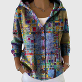 Treasa | Patchwork Print Hooded Cardigan