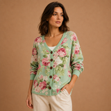 Fionnuala | Mint Rose Floral Cardigan