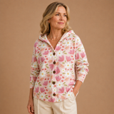 Gráinne | Pink Floral Hooded Cardigan