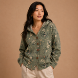 Doireann | Olive Floral Hooded Cardigan