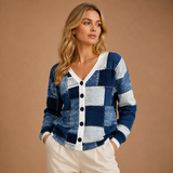Aoife | Blue Patchwork Knit Cardigan