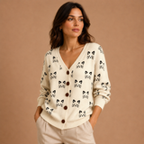 Laoise | Cream Cat Face Cardigan