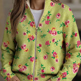 Caitriona | Pink and Lime Floral Zip Cardigan