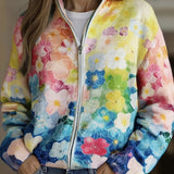 Mairin | Watercolour Ombre Floral Zip Cardigan