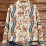 Fainche | Climbing Rose Stripe Zip Cardigan